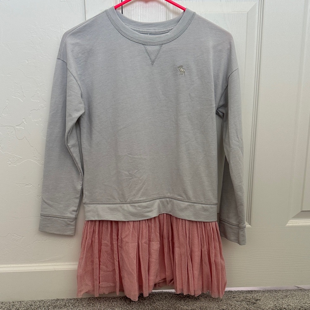 Abercrombie Kids Light Gray Dress with Pink Tulle Skirt